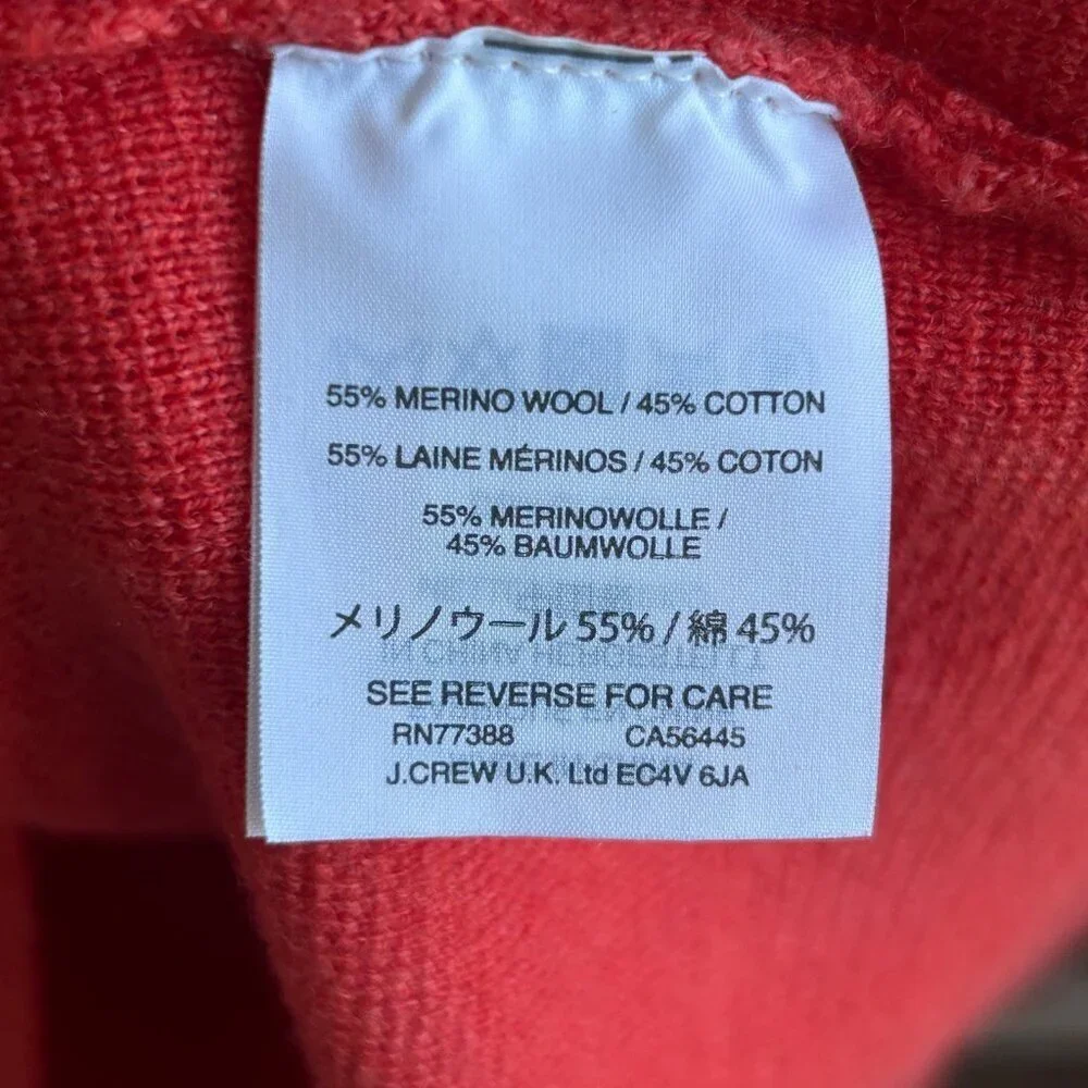 J. Crew Merino Wool Cotton Coral Red Boat Neck Sweater Size XS